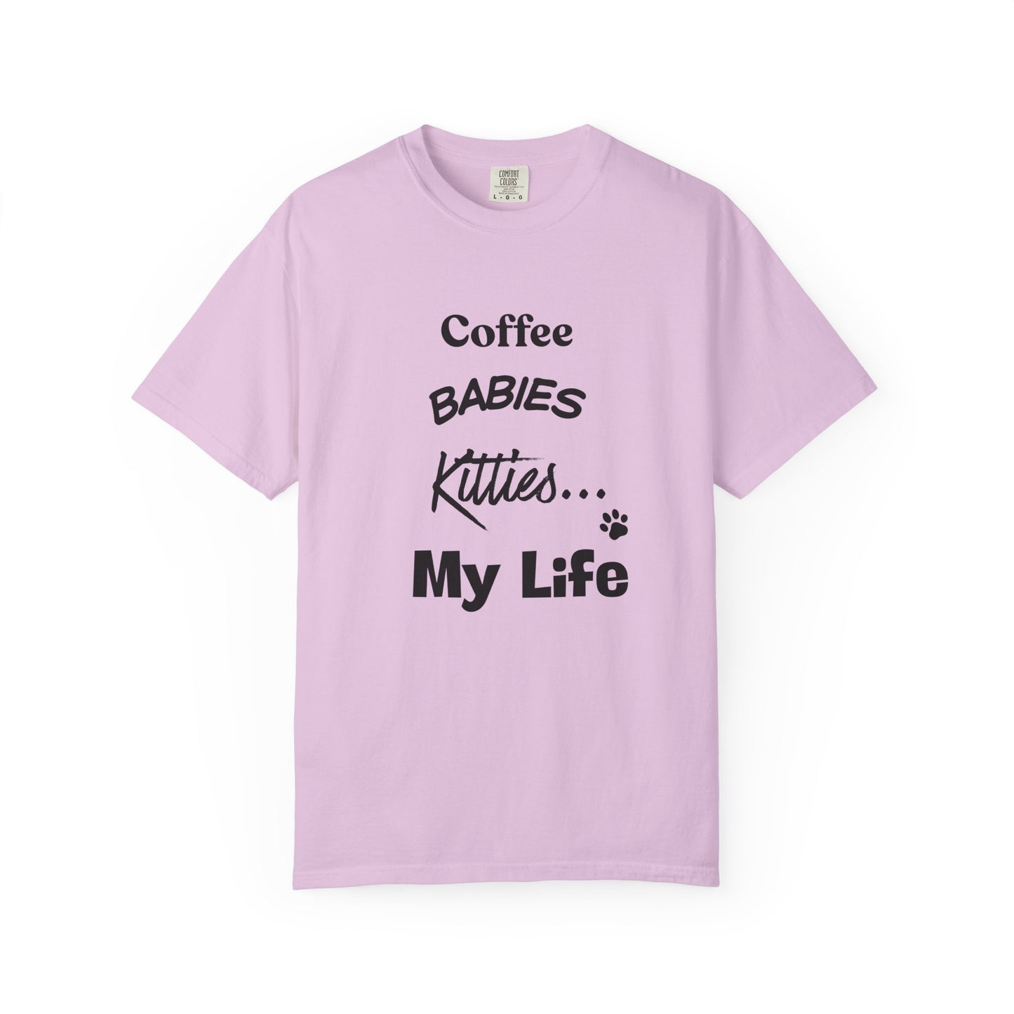 Cat Lover T‑Shirt – "Coffee, Babies, Kitties... My Life" Graphic Tee