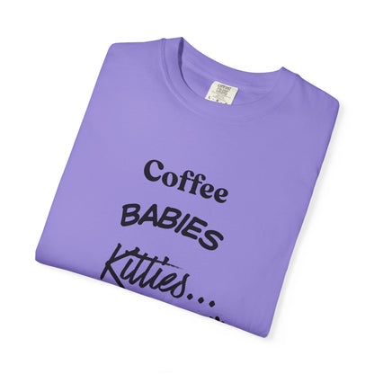 Cat Lover T‑Shirt – "Coffee, Babies, Kitties... My Life" Graphic Tee